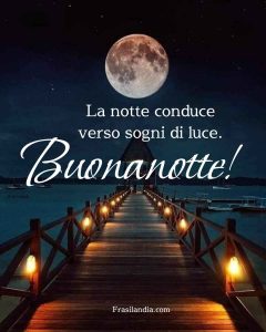 La notte conduce verso sogni di luce. Buonanotte.