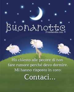 Ho chiesto alle pecore di non fare rumore perché devo dormire. Mi hanno risposto in coro: Contaci! Buonanotte.