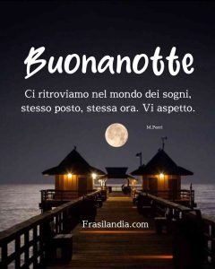 Ci ritroviamo nel mondo dei sogni, stesso posto, stessa ora. Vi aspetto. Buonanotte.