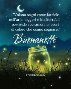 "Volano sogni come lucciole nell'aria, leggeri e inafferrabili, portando speranza nei cuori di coloro che osano sognare." Buonanotte.