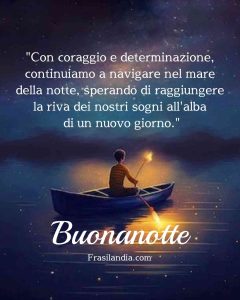 "Con coraggio e determinazione, continuiamo a navigare nel mare della notte, sperando di raggiungere la riva dei nostri sogni all'alba di un nuovo giorno." Buonanotte.