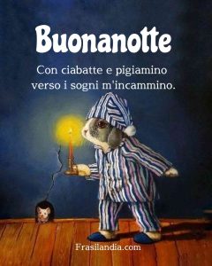 Con ciabatte e pigiamino verso i sogni m'incammino. Buonanotte.