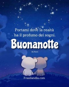 Portami dove la realtà ha il profumo dei sogni. Buonanotte.