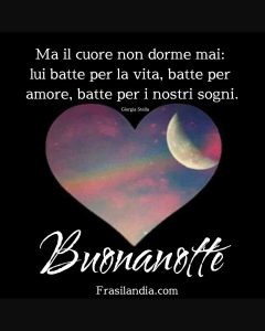 Ma il cuore non dorme mai: lui batte per la Vita, batte per Amore, batte per i nostri sogni. Buonanotte.