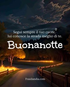 Segui sempre il tuo cuore, lui conosce la strada meglio di te. Buonanotte.