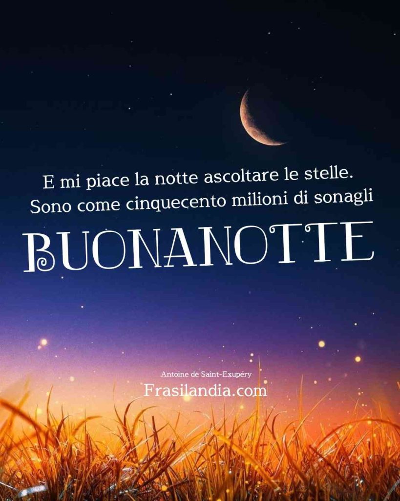 E mi piace la notte ascoltare le stelle. Sono come cinquecento milioni di sonagli. Buonanotte.