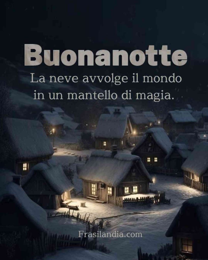 La neve avvolge il mondo in un mantello di magia. Buonanotte.