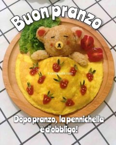 Dopo pranzo, la pennichella è d'obbligo. Buon pranzo.