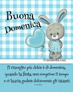 Il risveglio più dolce è di domenica, quando la fretta non comprime il tempo e ci lascia godere dolcemente gli istanti. Buona domenica.