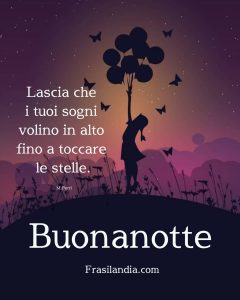 Lascia che i tuoi sogni volino in alto fino a toccare le stelle. Buonanotte.