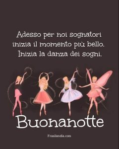 Adesso per noi sognatori inizia il momento più bello. Inizia la danza dei sogni. Buonanotte.