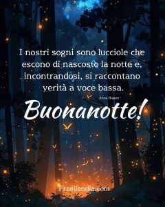 I nostri sogni sono lucciole che escono di nascosto di notte e, incontrandosi, si raccontano verità a voce bassa. Buonanotte!