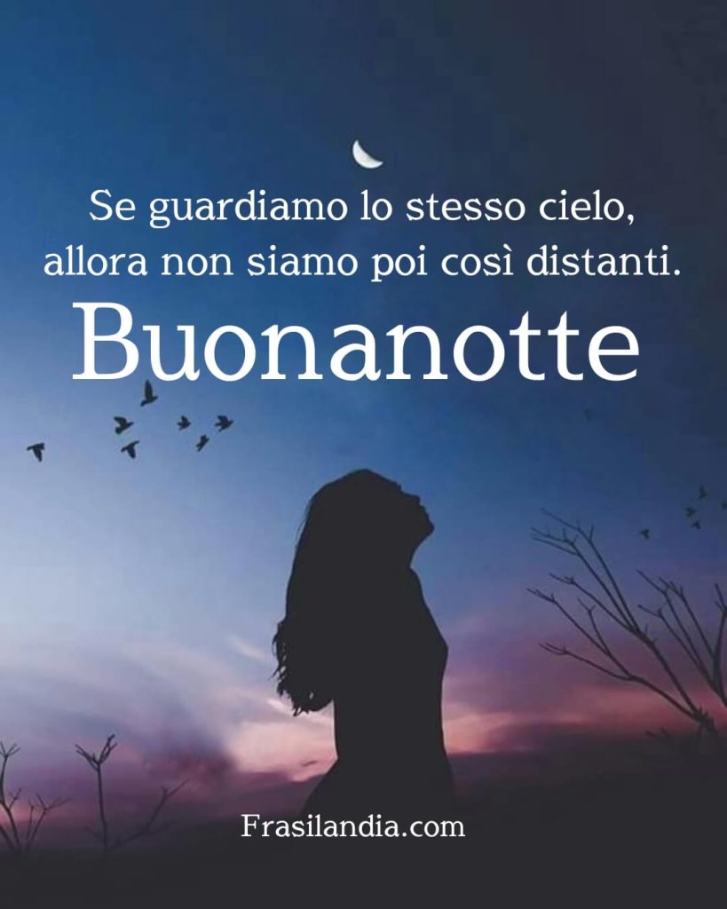 Se guardiamo lo stesso cielo, allora non siamo poi così distanti. Buonanotte.