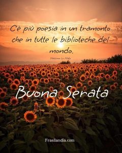 C’è più poesia in un tramonto che in tutte le biblioteche del mondo. Buona serata