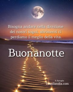 Bisogna andare nella direzione dei nostri sogni, altrimenti ci perdiamo il meglio della vita. Buonanotte