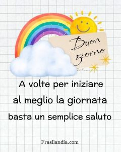 A volte per iniziare al meglio la giornata basta un semplice saluto. Buongiorno.