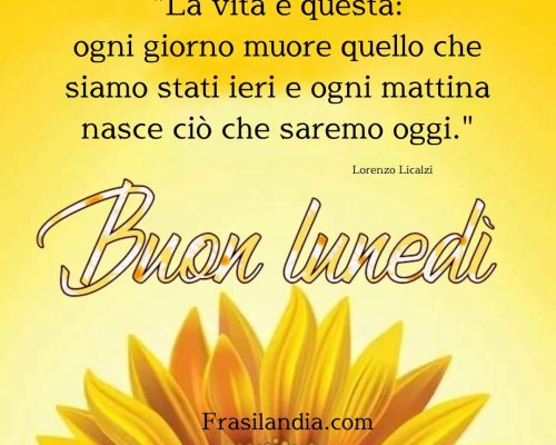 La vita è questa: Ogni giorno muore quello che siamo stati ieri e ogni mattina nasce ciò che saremo oggi Buon lunedì