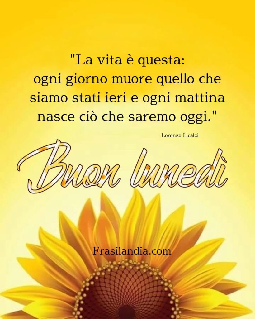 La vita è questa: Ogni giorno muore quello che siamo stati ieri e ogni mattina nasce ciò che saremo oggi Buon lunedì