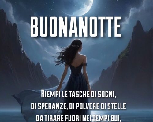 Riempi le tasche di sogni, di speranze e di polvere di stelle, da tirare fuori nei tempi bui pieni di nulla. Buonanotte