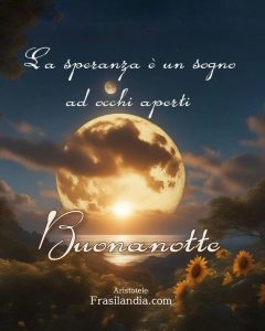 La speranza è un sogno ad occhi aperti Buonanotte