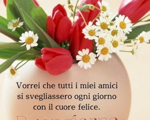 Vorrei che tutti i miei amici si svegliassero ogni giorno con il cuore felice. Buongiorno