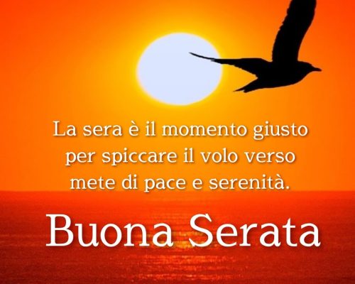 La sera è il momento giusto per spiccare il volo verso mete di pace e serenità. Buona serata