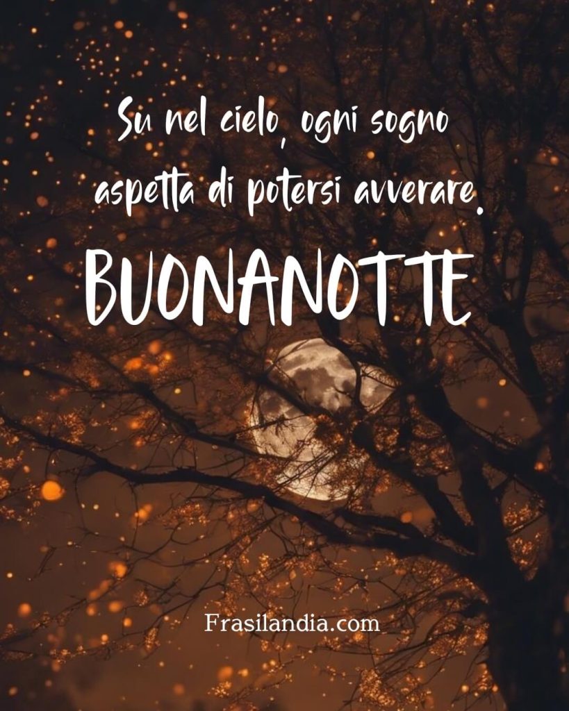 Su nel cielo, ogni sogno aspetta di potersi avverare... Buonanotte