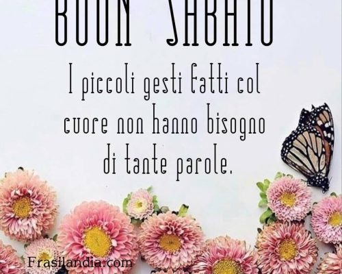 I piccoli gesti fatti col cuore non hanno bisogno di tante parole Buon sabato