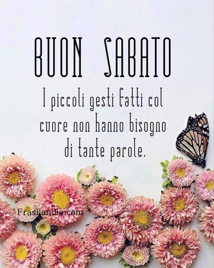 I piccoli gesti fatti col cuore non hanno bisogno di tante parole Buon sabato