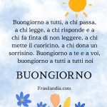 Buongiorno a tutti, a chi passa, a chi legge, a chi risponde e a chi fa finta di non leggere, a chi mette il cuoricino, a chi dona un sorrisino. Buongiorno a te e a voi, buongiorno a tutti noi...