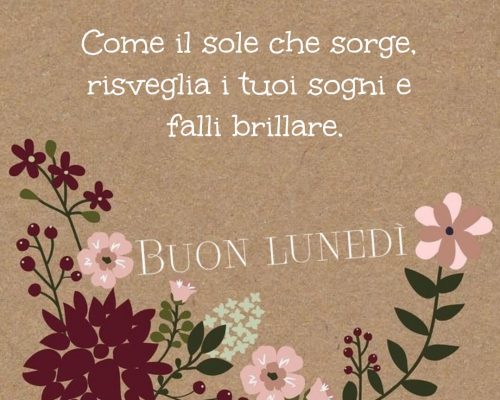 Come il sole che sorge, risveglia i tuoi sogni e falli brillare. Buon lunedì