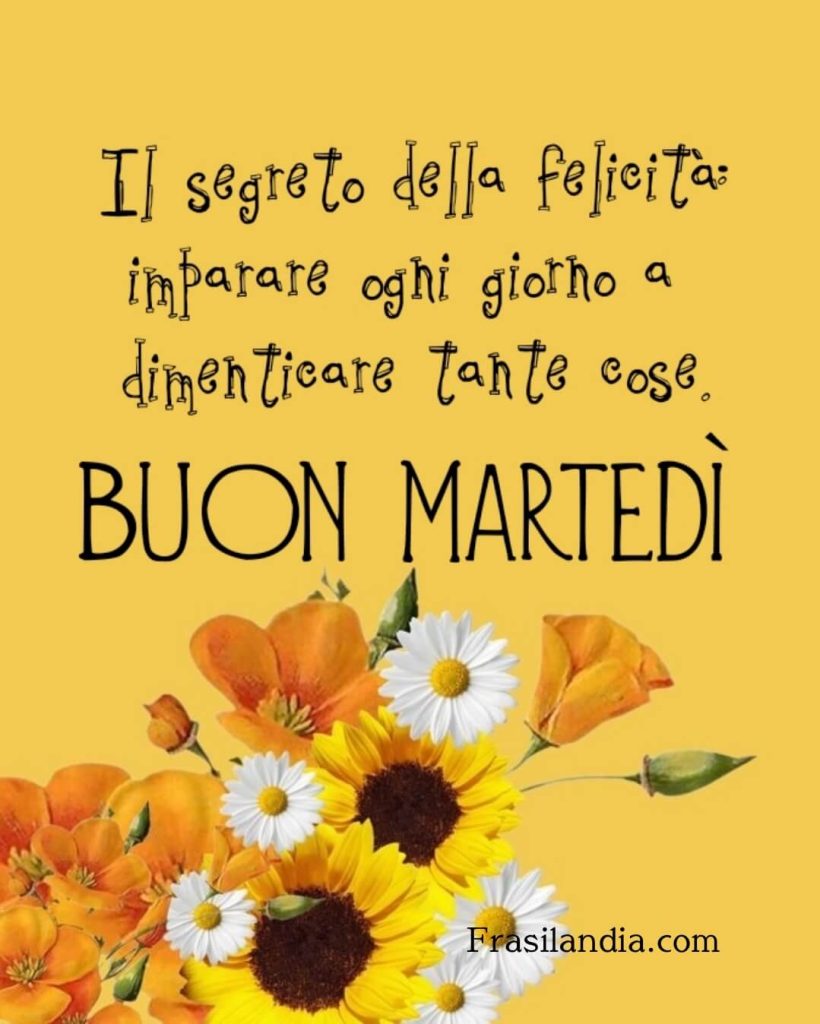 "Il segreto della felicità: imparare ogni giorno a dimenticare tante cose. Buon martedì