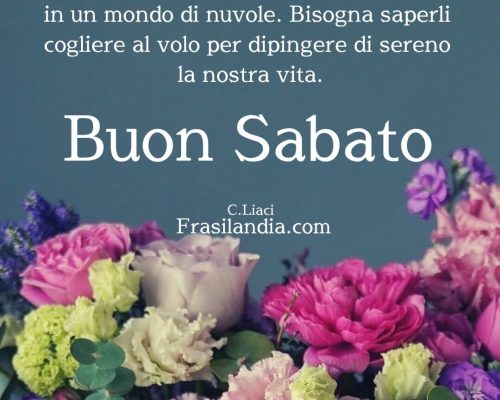 La felicità è fatta di attimi colorati in un mondo di nuvole. Bisogna saperli cogliere al volo per dipingere di sereno la nostra vita. Buon Sabato