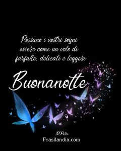 Possano i vostri sogni essere come un volo di farfalle, delicati e leggeri. Buonanotte