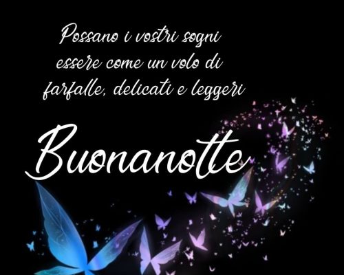 Possano i vostri sogni essere come un volo di farfalle, delicati e leggeri. Buonanotte