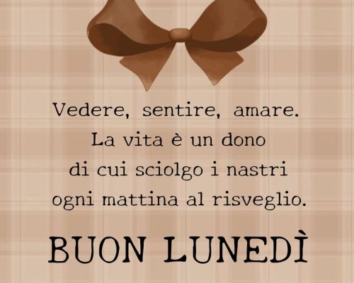 Vedere, sentire, amare. La vita è un dono di cui sciolgo i nastri ogni mattina al risveglio. Buon lunedì