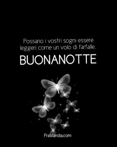 Possano i vostri sogni essere leggeri come un volo di farfalle. Buonanotte