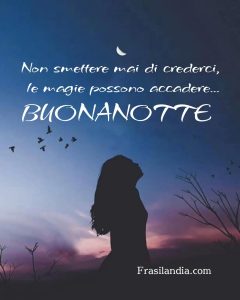 Non smettere mai di crederci, le magie possono accadere. Buonanotte