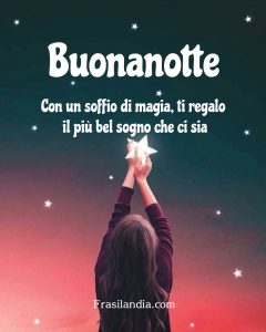 Con un soffio di magia, ti regalo il più bel sogno che ci sia Buonanotte