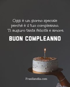 Oggi è un giorno speciale perché è il tuo compleanno. Ti auguro tanta felicità e amore. Buon Compleanno