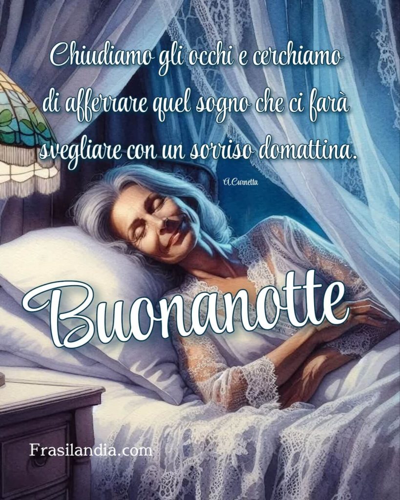 Chiudiamo gli occhi e cerchiamo di afferrare quel sogno che ci farà svegliare con un sorriso domattina Buonanotte