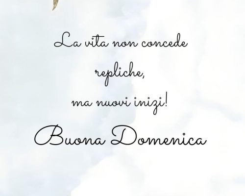 La vita non concede repliche, ma nuovi inizi! Buona Domenica