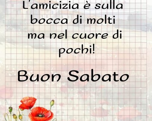 L'amicizia è sulla bocca di molti ma nel cuore di pochi. Buon sabato