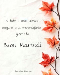 A tutti i miei amici auguro una meravigliosa giornata. Buon martedì